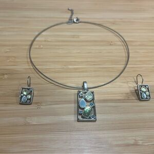Matching Necklace & Earrings Set – Mixed Stone Design